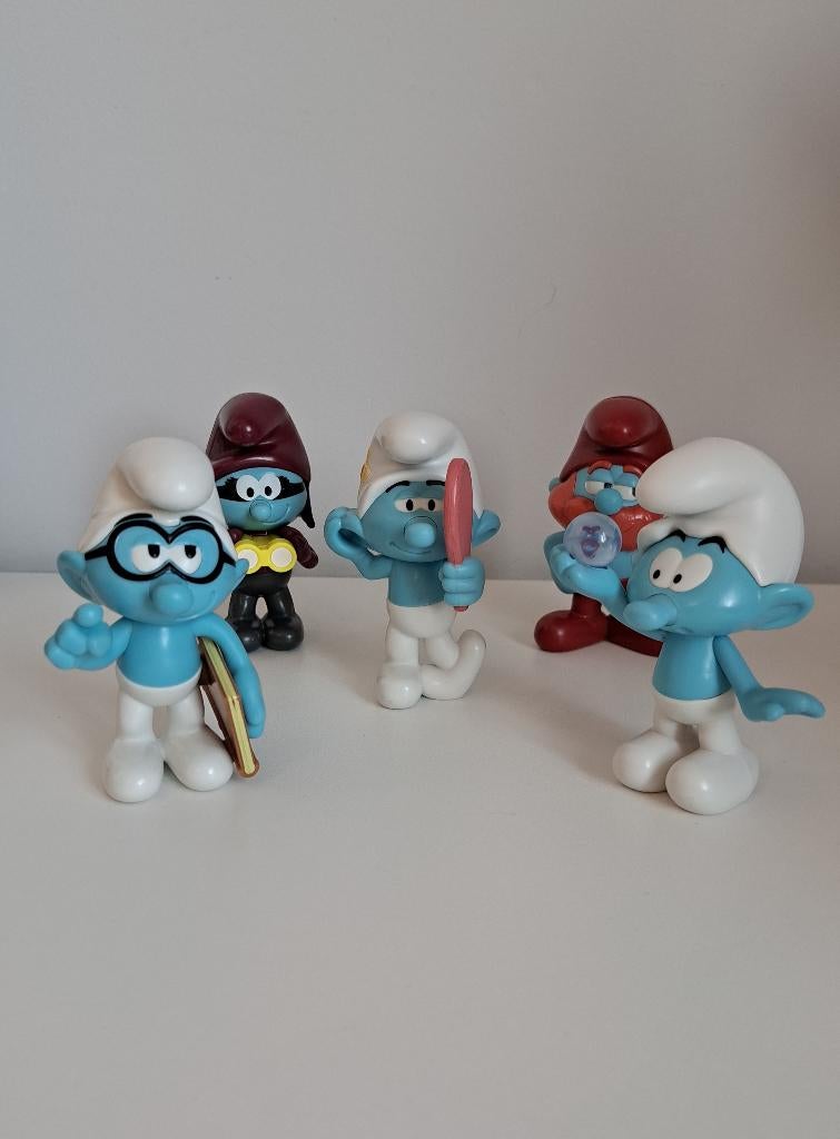 De Smurfen - Set van 5 verzamelfiguurtjes, Collections, Schtroumpfs, Utilisé, Poupée, Figurine ou Peluche, Différents Schtroumpfs