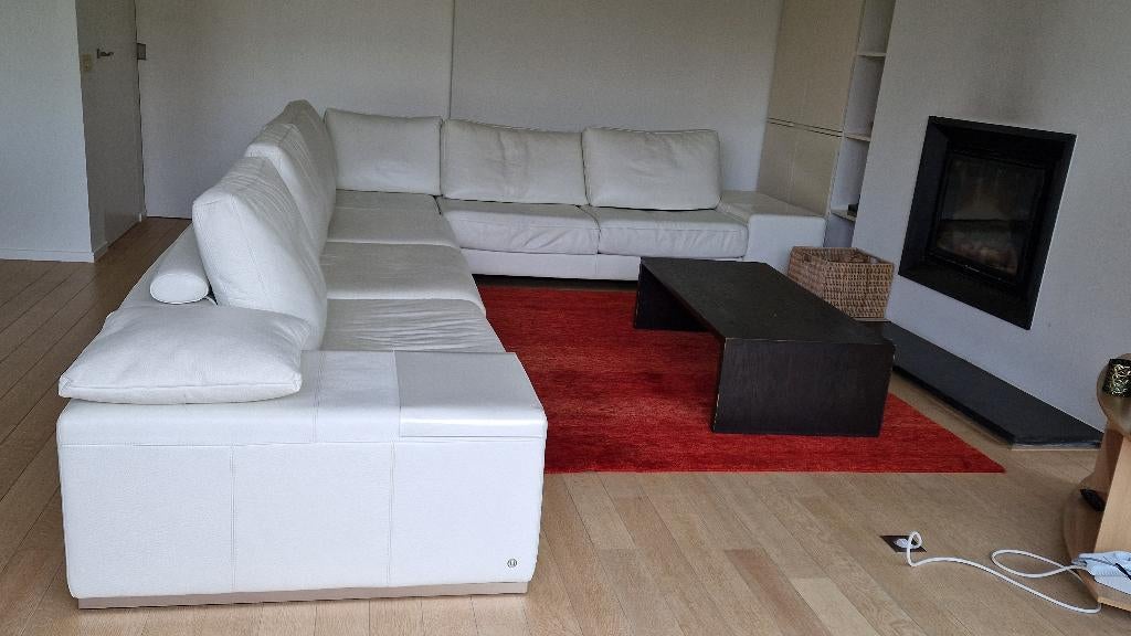 wit lederen hoeksalon Natuzzi, Huis en Inrichting, Ophalen, Gebruikt, Leer