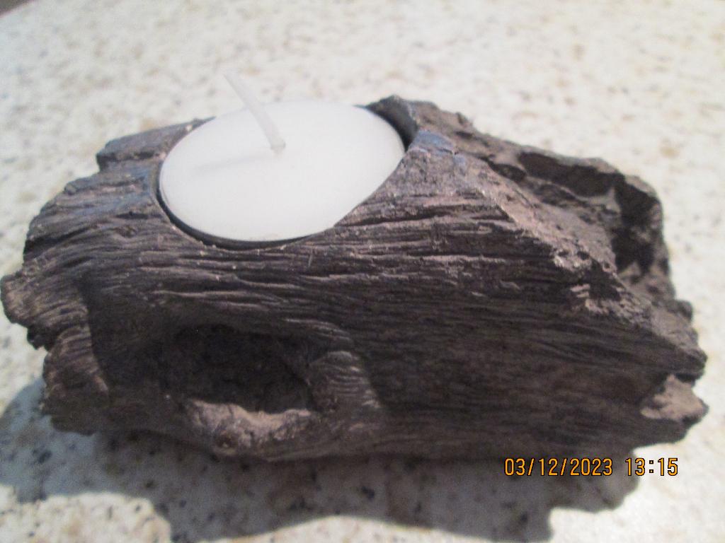 Bougeoir imitation branche de bois    ., Ophalen, Kunststof, Zo goed als nieuw, Grijs