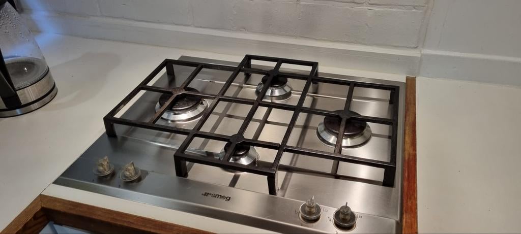 Gaskookplaat Smeg (478,-winkel) inox, Elektronische apparatuur, Ophalen, Gas