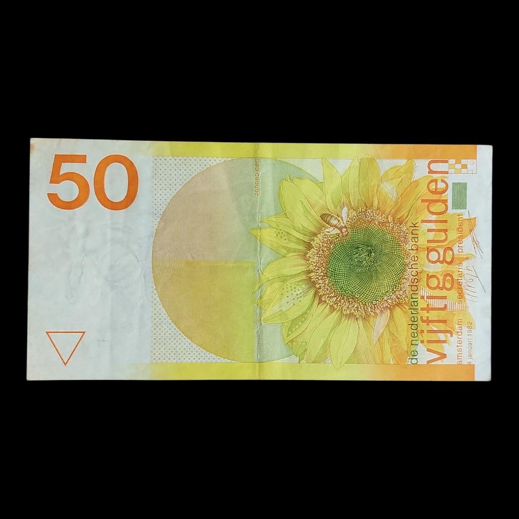 Bankbiljet / Nederland / 50 Gulden „Zonnebloem” / 1982, Postzegels en Munten, Ophalen of Verzenden, 50 gulden, Los biljet