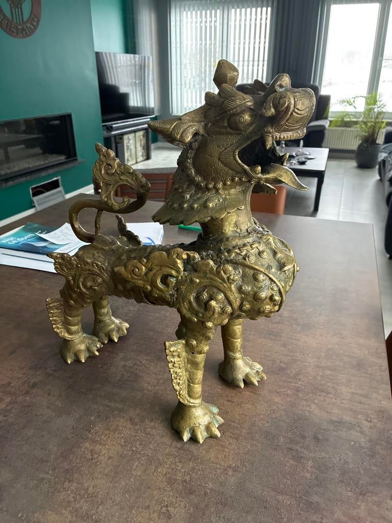 Statue en bronze Qilin, Enlèvement, Utilisé, Animal