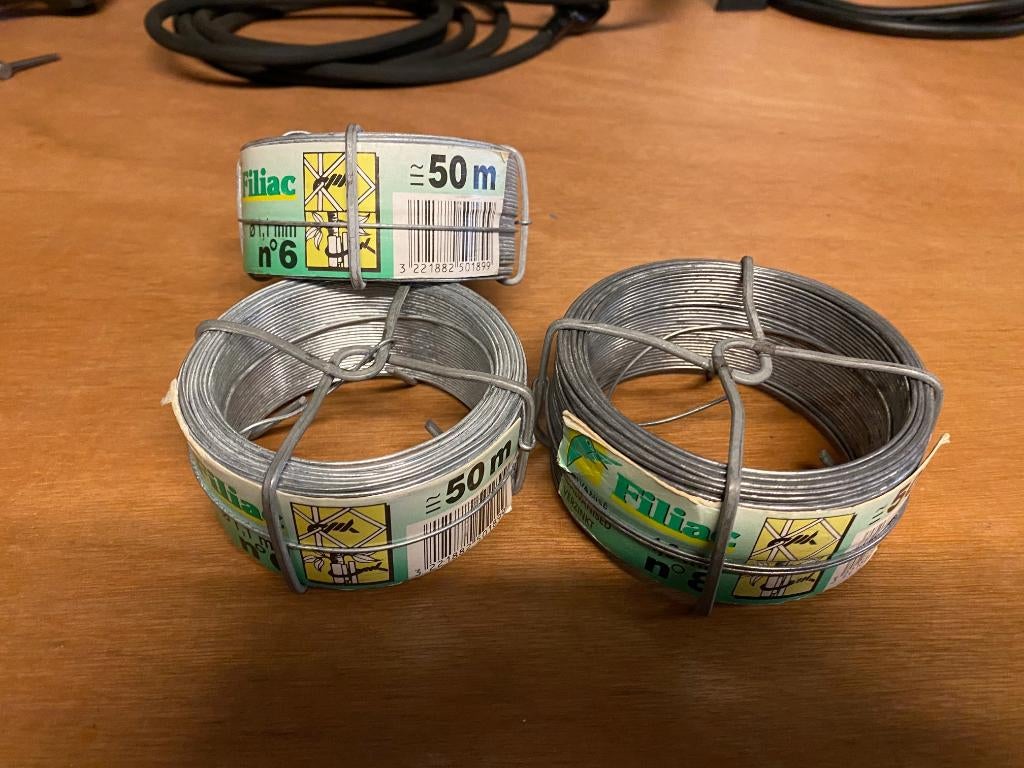 3 rouleaux de 50 mètres par rouleau de fil de fer galvanisé, Bricolage & Construction, Quincaillerie & Fixations, Enlèvement ou Envoi