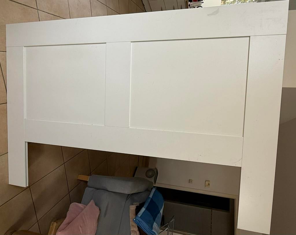 BRIMNES Tête de lit avec rangement, blanc, 160 cm, Enlèvement, Utilisé, Moins de 140 cm, 100 cm ou plus