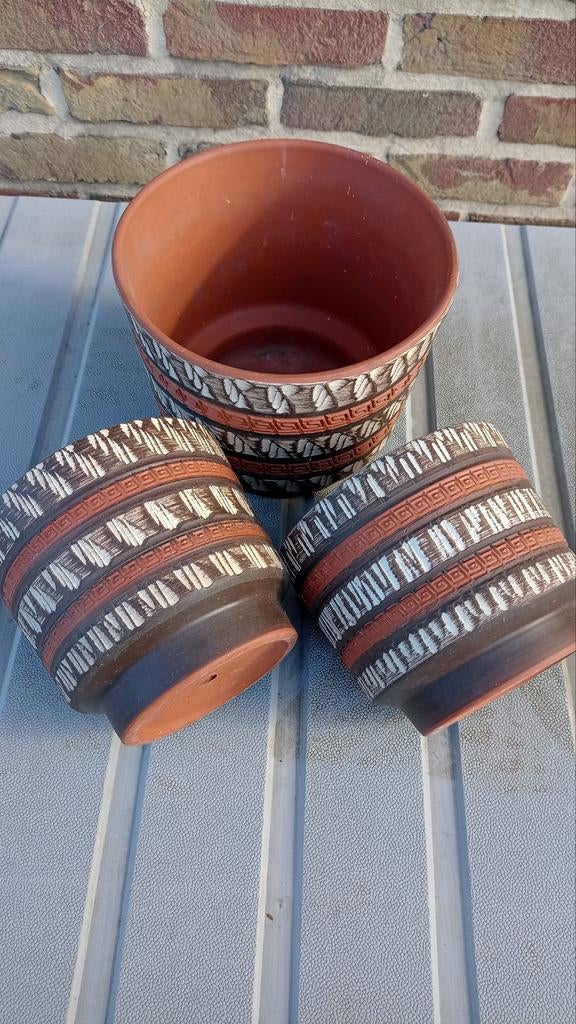 Vintage terracotta bloempotten. 3 stuks, Enlèvement, Terracotta