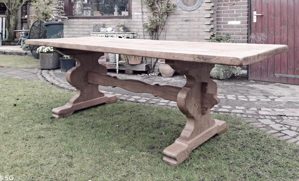 Ancienne table à manger en chêne ou table de monastère 215 x, Maison & Meubles, Antiek vintage landelijk stoer tijdloos, Comme neuf