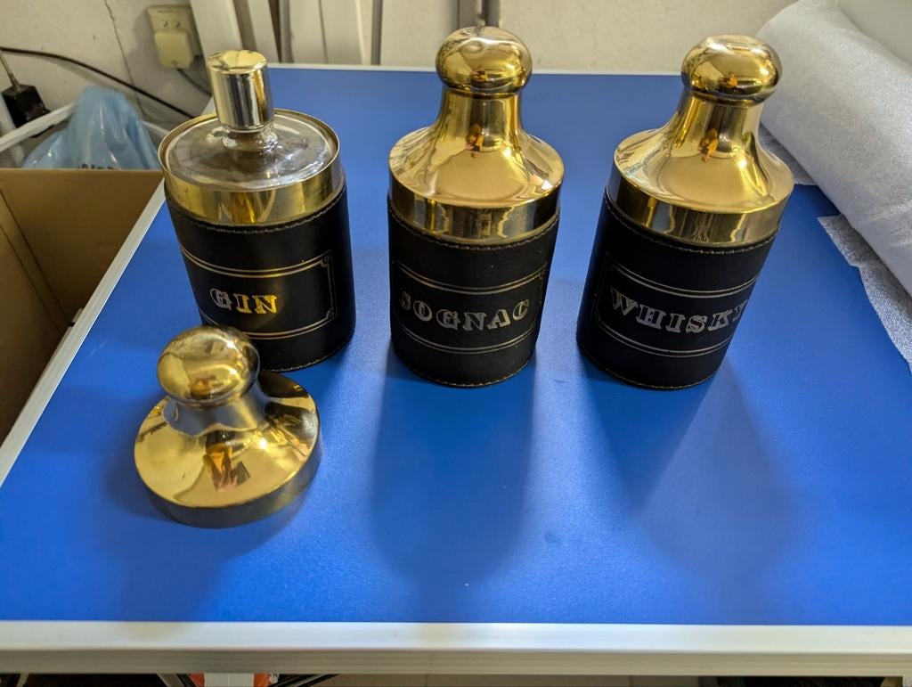 Luxueus 3 delig barset. Wisky, Gin en Cognac met binnen fles, Huis en Inrichting, Ophalen