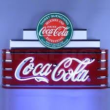 Coca Cola Art Deco retro diner lichtbak met neon verlichting, Verzamelen, Ophalen, Nieuw, Lichtbak of (neon) lamp