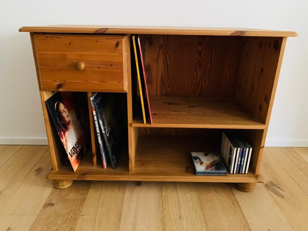 Natuur, houten tv, cd LP kastje in massief natuurhout, Huis en Inrichting, Ophalen, Gebruikt