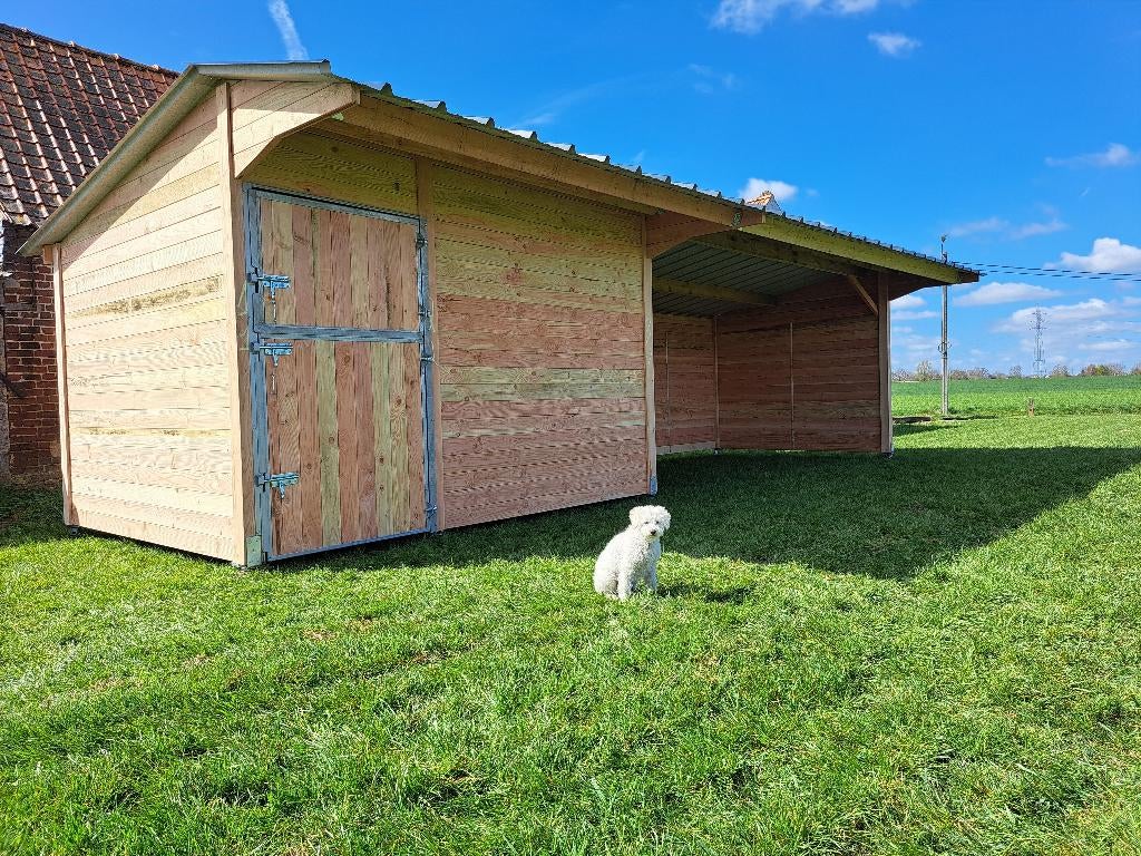 Box 3x4 + abri 3x6 en bois de Douglas, en stock!, Pâturage, 2 ou 3 chevaux ou poneys