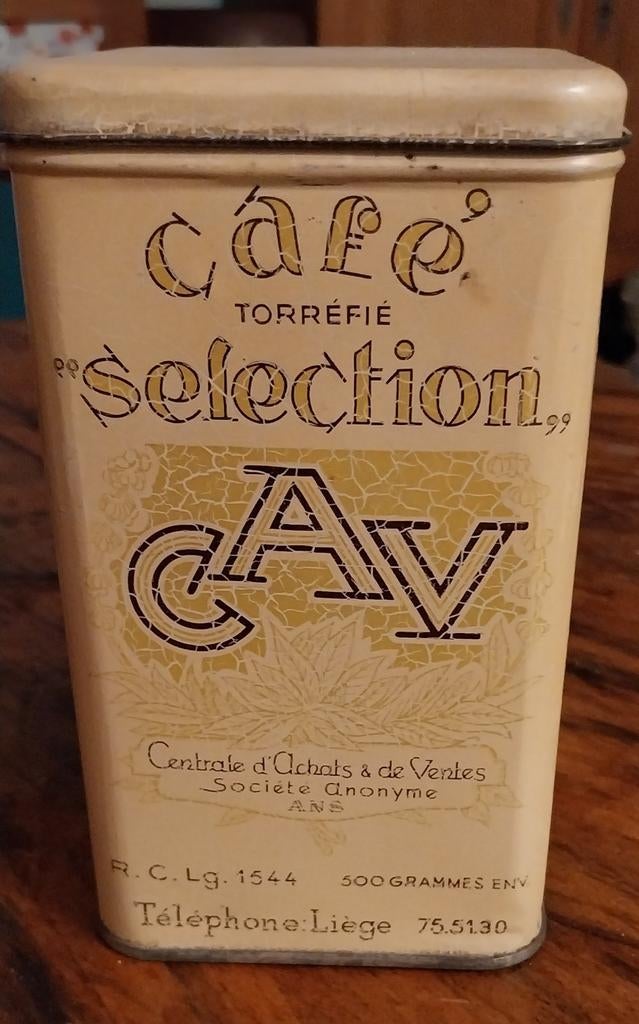 ancienne boîte de café torréfié "Selection" de la marque "CA, Collections, Boîte en métal, Enlèvement ou Envoi, Café