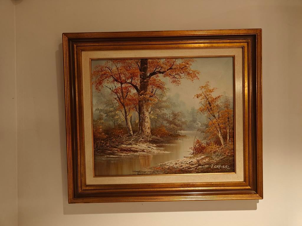 Irene Cafieri. Herfst in het bos., Antiek en Kunst, Kunst | Schilderijen | Klassiek, Ophalen of Verzenden