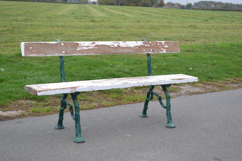 mooi landelijk tuinbankje met gietijzeren poten, Enlèvement
