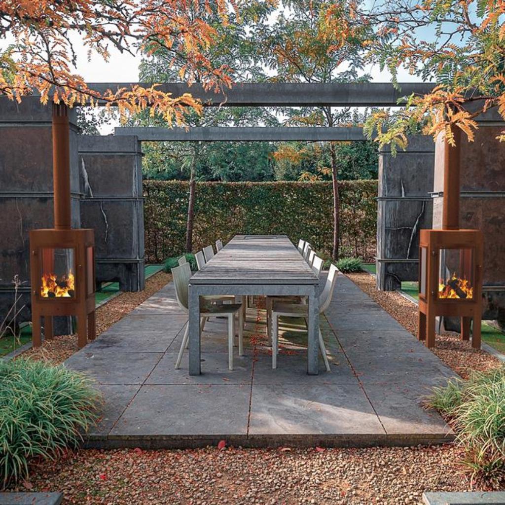 tuinhaard / buitenhaard DIGNA cortenstaal / rondom doorkijk, Tuin en Terras, Tuinhaarden, Verzenden, Nieuw