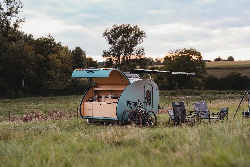 Teardrop minicaravan huren, Caravanes & Camping, Caravanes, Entreprise, jusqu'à 4, 500 - 750 kg, Autre, Autres marques, 4 à 5 mètres