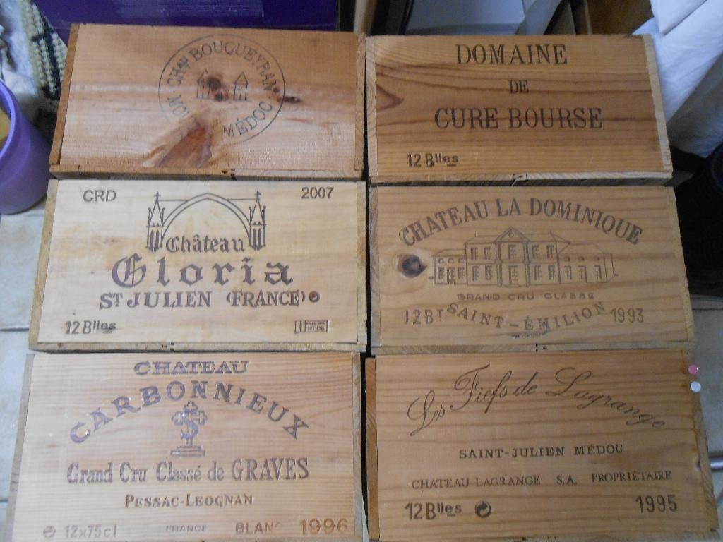 HOUTEN FRANSE WIJNKISTEN 12 FL, Huis en Inrichting, Woonaccessoires | Kisten, Ophalen