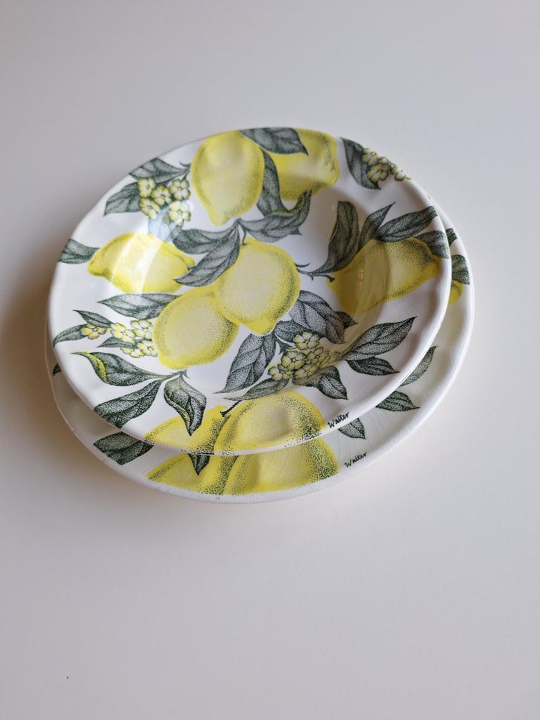 12 prachtige vintage borden citroen. Ceramica Castellania, Huis en Inrichting, Ophalen, Gebruikt, Keramiek, Bord(en)