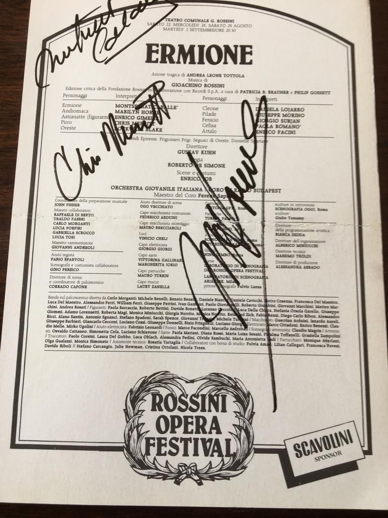 Monserrat Caballe - gesigneerd programma opera Ermione, Ophalen of Verzenden, Gelezen, Artiest