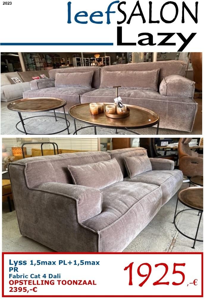 Sofa LAZY RIVERLINE, Ophalen, 250 tot 300 cm, 100 tot 125 cm, Nieuw