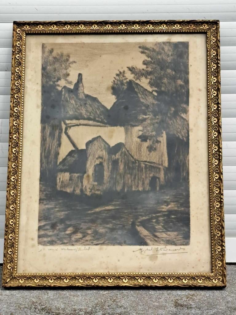 eau forte coin a woluwe st lambert signe michel stievenart, Enlèvement ou Envoi