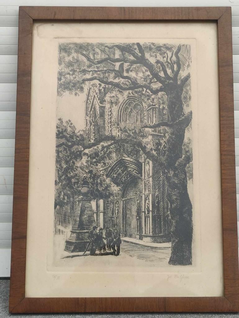 Eau forte signe jos delfosse, Antiek en Kunst, Ophalen of Verzenden