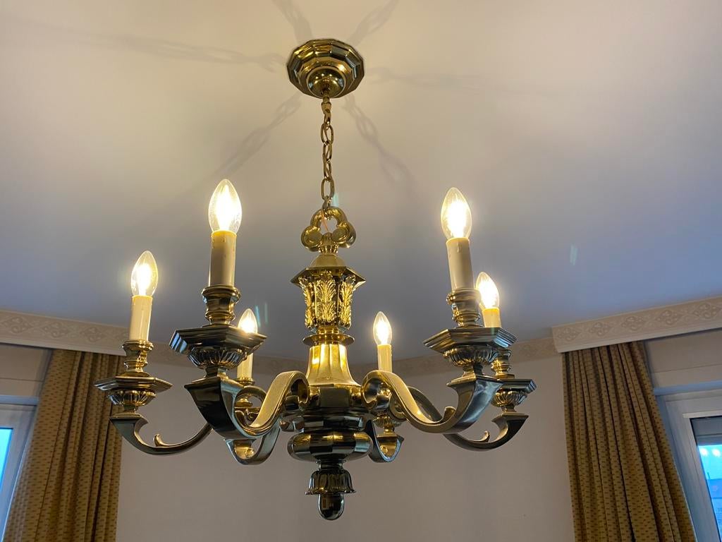 2 zware massieve lusters, Huis en Inrichting, Lampen | Kroonluchters, Ophalen, Zo goed als nieuw