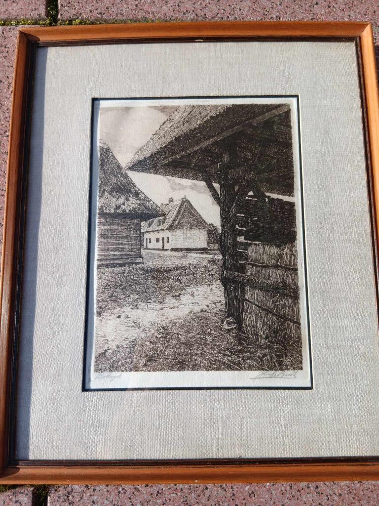 gesigneerde ets Henri de Budt , bokrijk, Antiek en Kunst, Ophalen of Verzenden