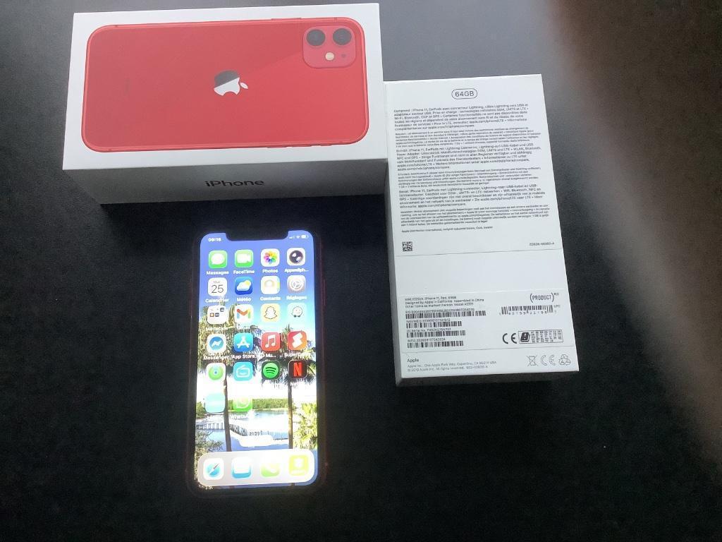 iPhone 11 - 64GB, Télécoms, Téléphonie mobile | Apple iPhone, Rouge, Enlèvement ou Envoi, IPhone 11, Utilisé