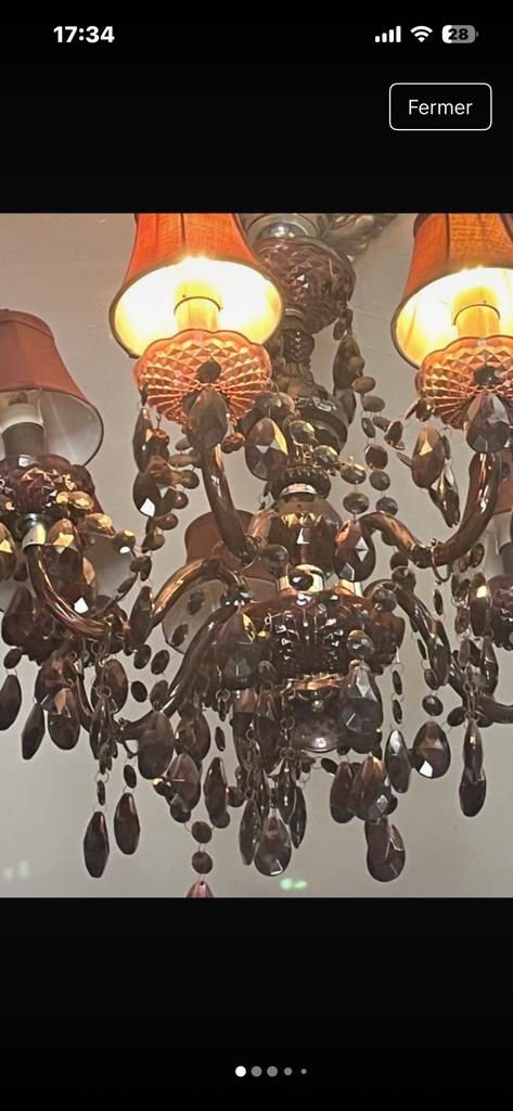 Lot de 2 Lustres en acrylique moderne ,romantique, baroque, Enlèvement ou Envoi, Utilisé