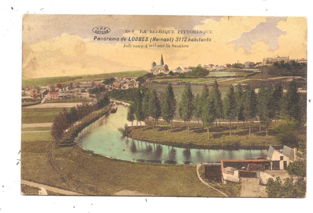 Lobbes NA97:  Joli coup d'oeil sur la Sambre 1914, Envoi, Avant 1920, Affranchie, Hainaut
