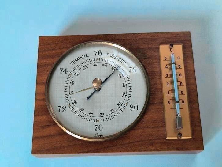 Vintage Scholz barometer en thermometer, Audio, Tv en Foto, Weerstations en Barometers, Ophalen of Verzenden, Barometer
