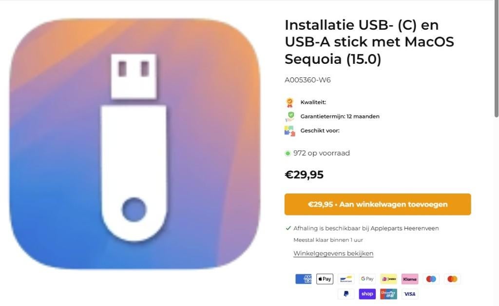 Mac OS SEQUOIA Stick 32gb, Computers en Software, USB Sticks, Gebruikt, 32 GB, Ophalen of Verzenden