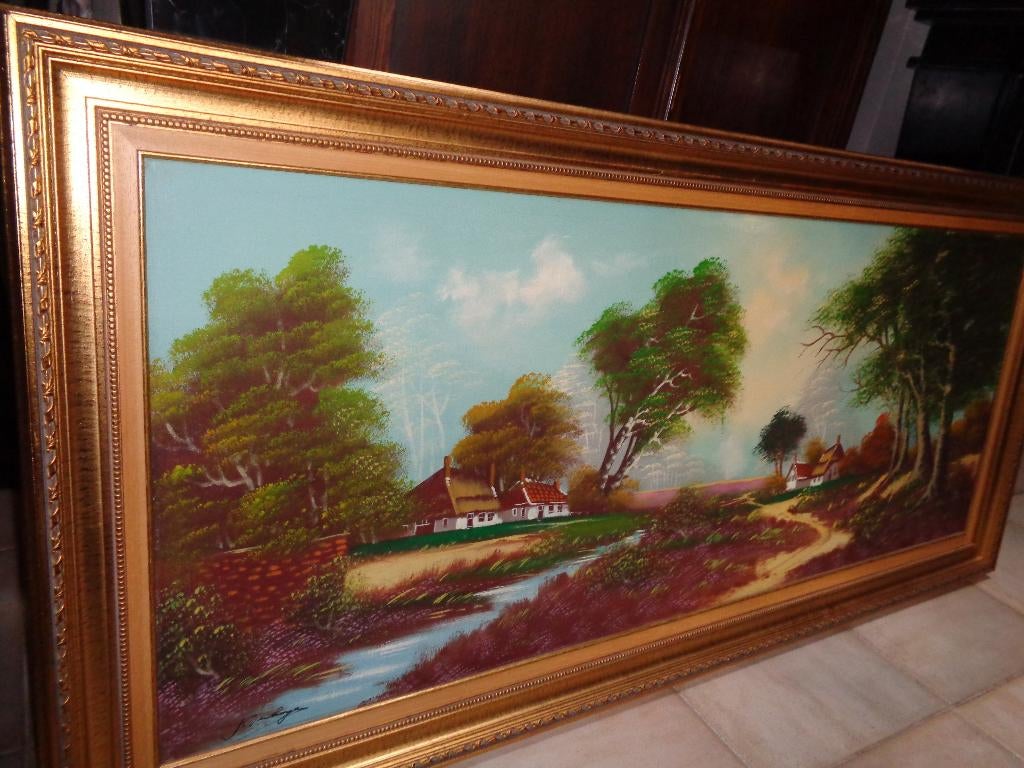 *Très grande belle peinture signée avec un cadre magnifique, Antiquités & Art, Art | Peinture | Classique, Enlèvement