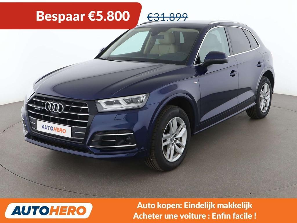 Audi Q5 55 TFSIe quattro sport (bj 2020, automaat), Auto's, Automaat, Gebruikt, Blauw, Leder