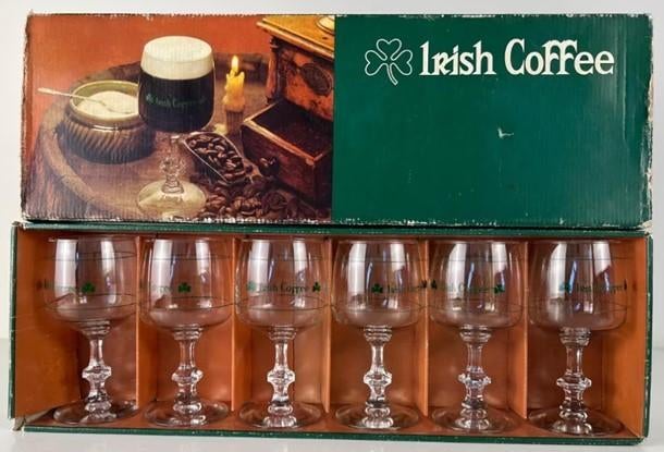 6 Irish Coffee glazen in originele doos 1970, Collections, Enlèvement, Comme neuf