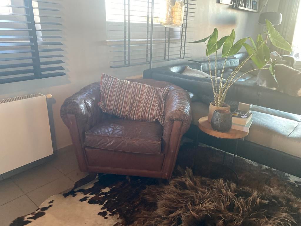 Fauteuil Chesterfield, Huis en Inrichting, Ophalen, Gebruikt, Leer, Chesterfield