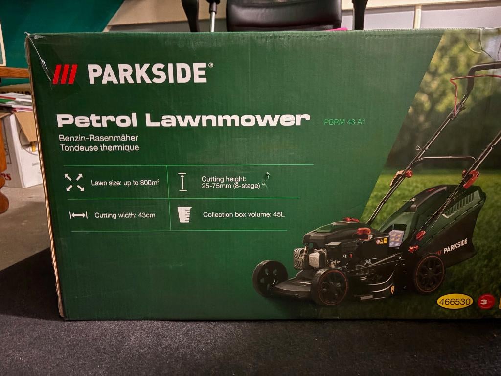 benzine grasmaaier Parkside, Jardin & Terrasse, Tondeuses à gazon, Neuf, Enlèvement, Sac de ramassage, Tondeuses à gazon à essence