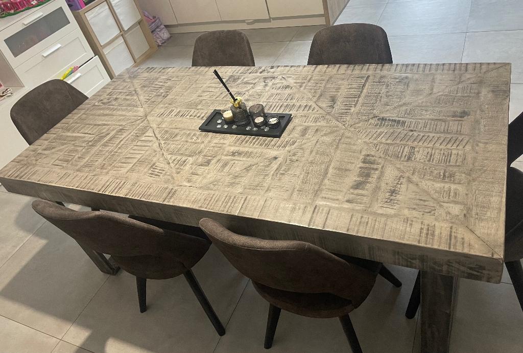 Table de salle à manger et chaises royal confort bxl, Enlèvement, Utilisé, 4 à 6 chaises