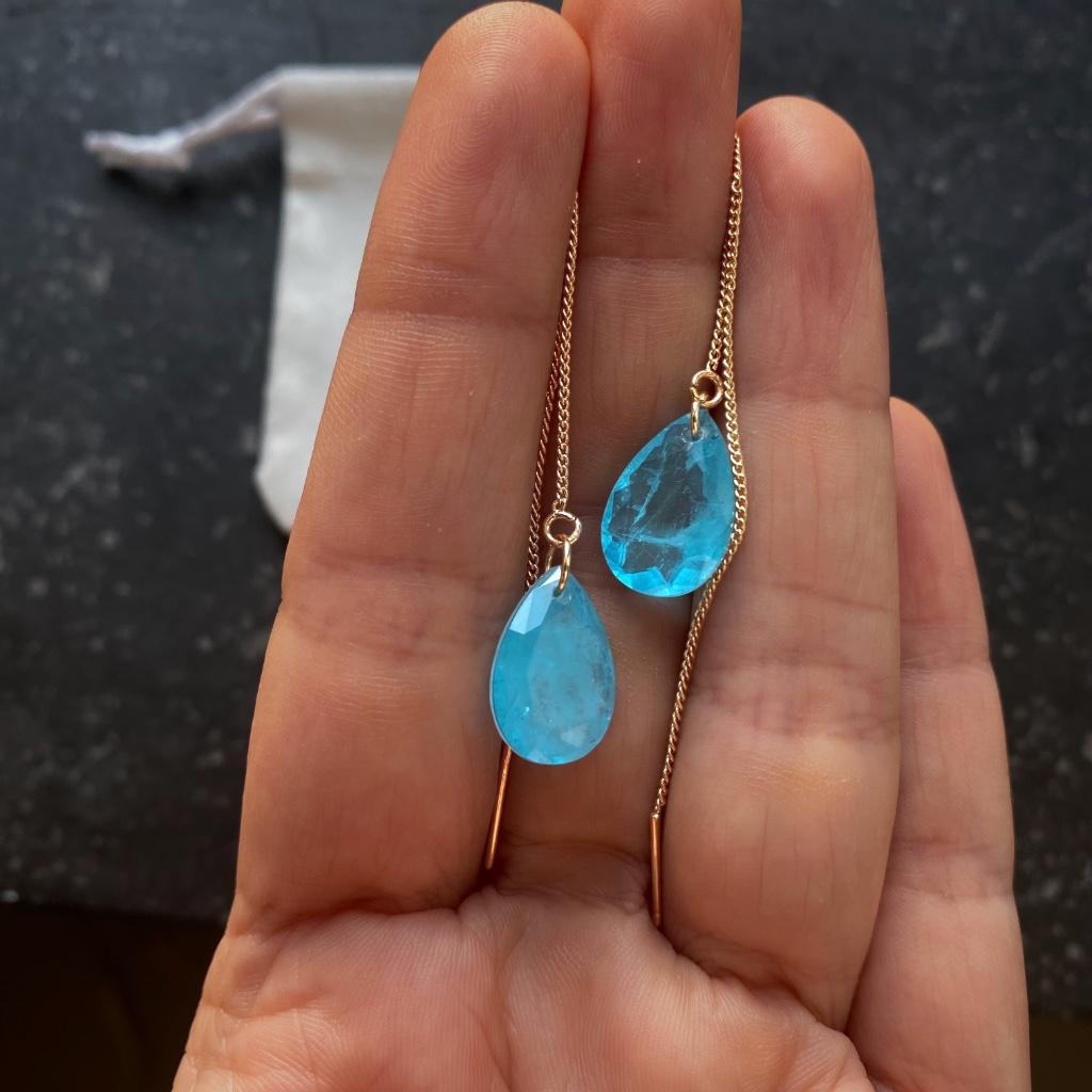 Boucles d'oreilles plaquées avec pierres naturelles 14 carat, Neuf, Enlèvement ou Envoi, Avec cristal, Autres matériaux