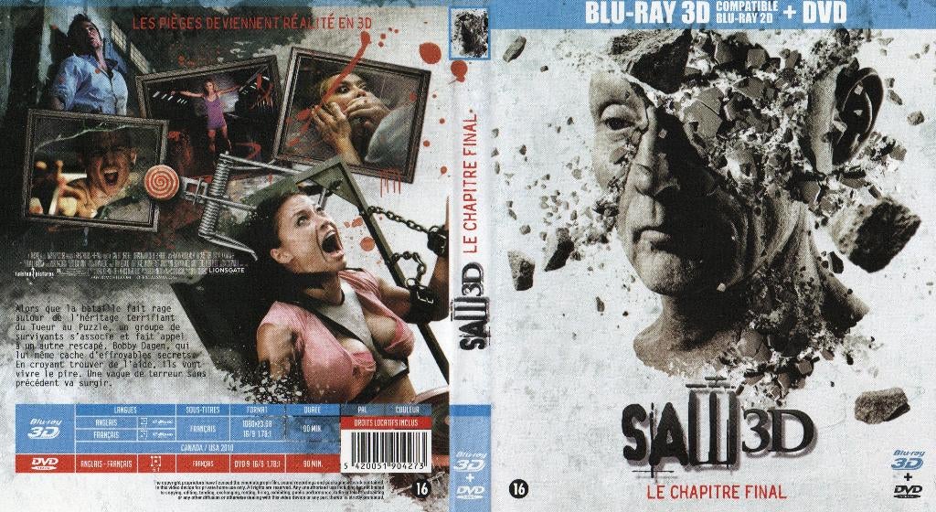 saw 7 (blu-ray 3D & 2D) neuf, Cd's en Dvd's, Blu-ray, Ophalen of Verzenden, Zo goed als nieuw, Horror