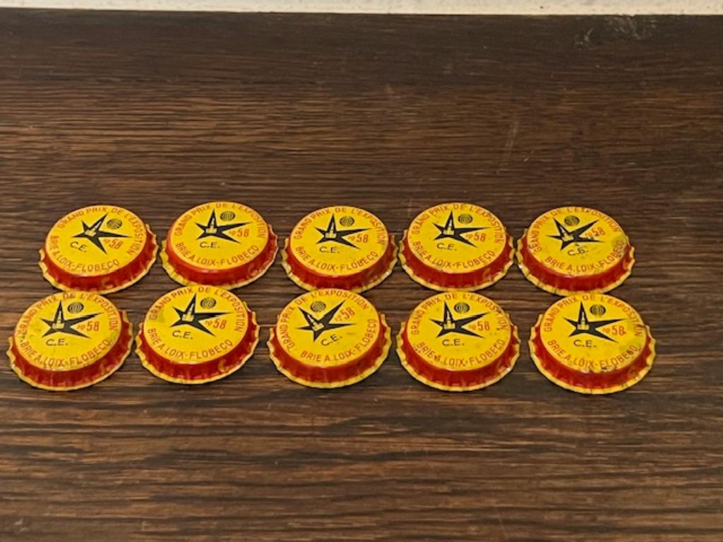 10 kroonkurken van A Loix bier uit Flobecq, expo 58, Antiek en Kunst, Curiosa en Brocante, Ophalen