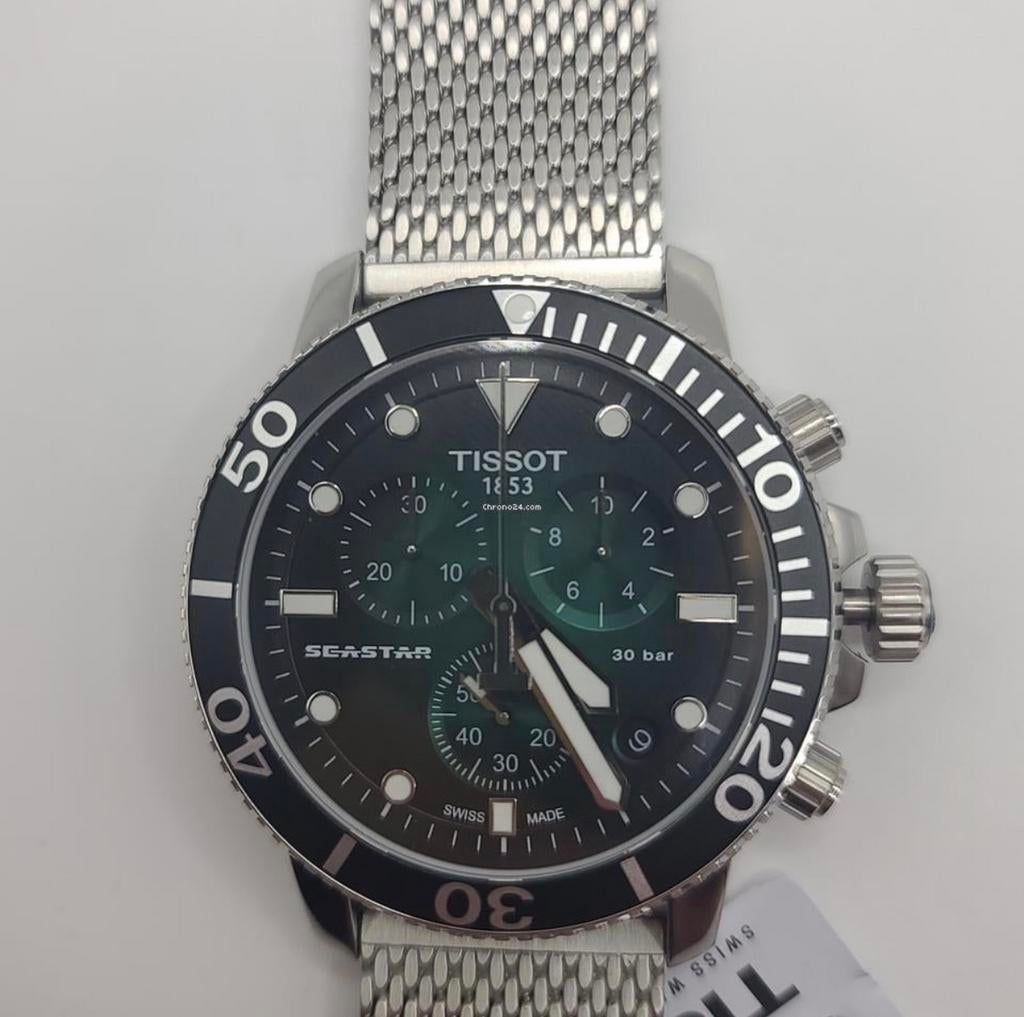 Tissot Seastar 1000 Chrono groen/zwart 45,5 mm - NIEUWE doos, Overige merken, Staal, Staal, Verzenden
