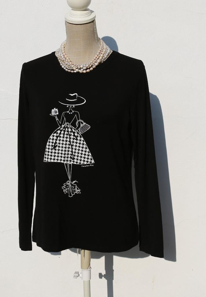 Prachtig Caroline Biss T40 zwart t-shirt met lange mouwen, Kleding | Dames, Maat 38/40 (M), Zwart, Nieuw, Ophalen of Verzenden