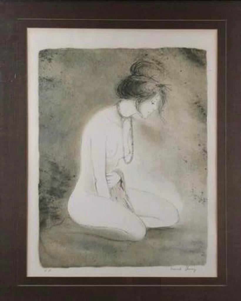 Magnifique lithographie d’une jeune femme nue, Antiquités & Art