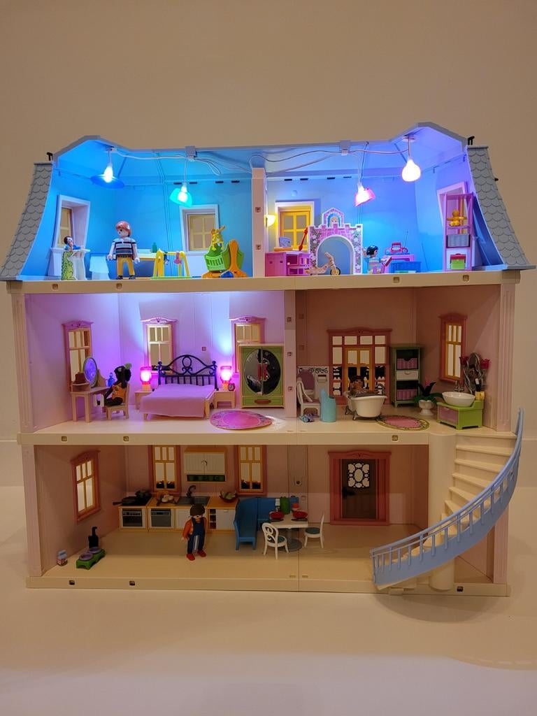 Ingericht poppenhuis Playmobil met lichtjes en trap, Enlèvement, Comme neuf, Maison de poupées