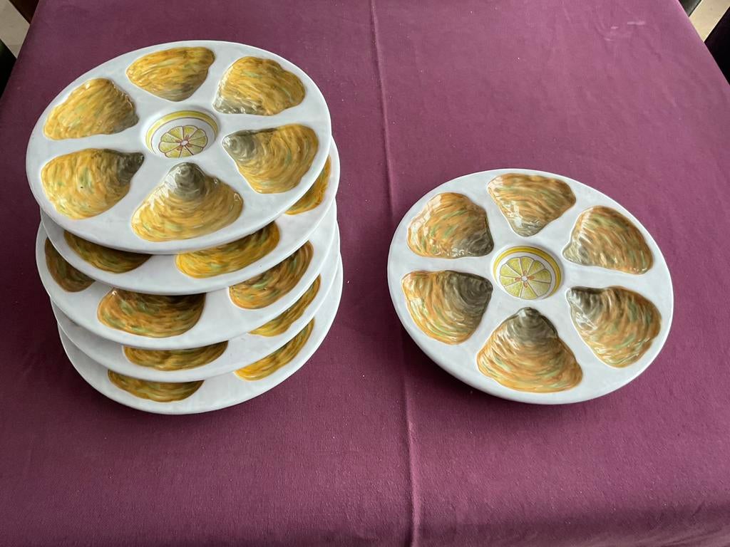 6 assiettes à huîtres, Enlèvement, Comme neuf