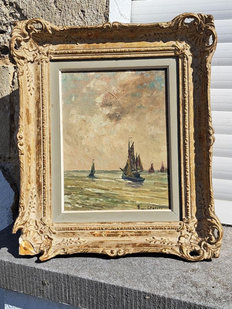 huile sur toile marine signe frans van genesen, Antiquités & Art, Enlèvement ou Envoi