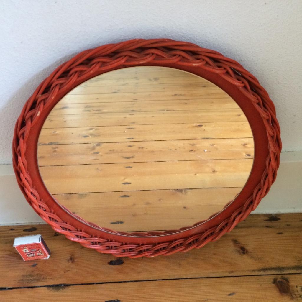 Miroir rond en osier orange années 70 tressé vintage, Maison & Meubles, Accessoires pour la Maison | Miroirs, Enlèvement ou Envoi