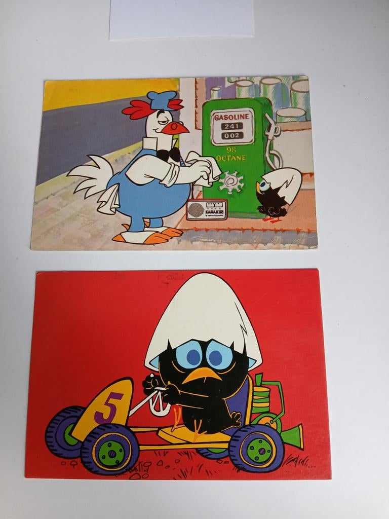 2 cartes Caliméro 1972 écrites, Collections, Enlèvement ou Envoi, 1960 à 1980, Affranchie, Autres thèmes