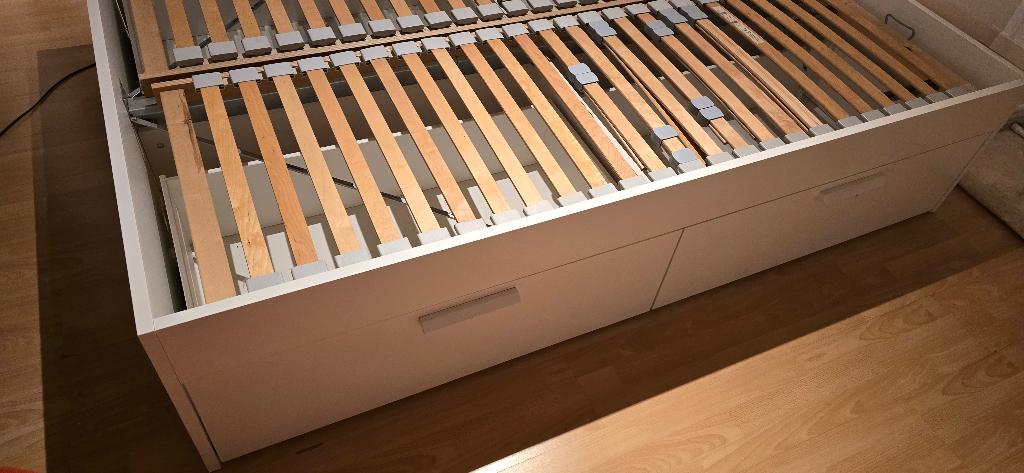 lit Ikea Brimnes 140x200 sommier compris, Enlèvement, 200 cm, Deux personnes, 140 cm